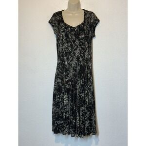 Women Size 12 Black White Fit Flare Midi Dress Dark Romantic Wedding Career